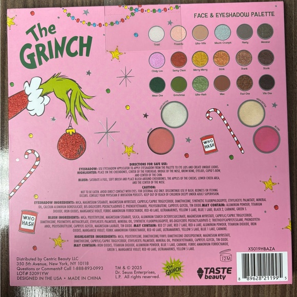 The Grinch Eyeshadow & Face Palette by Taste Beauty - Picture 2 of 9